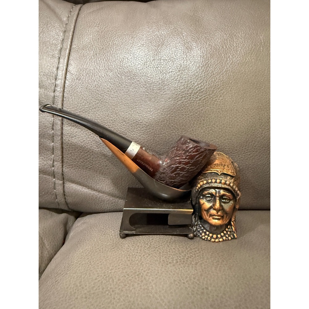 Vintage Adventurer Rusticated Briar Tobacco Pipe with Native American Chief‎